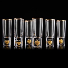 DUJUST Cool Shot Glasses (2oz), Shot Glass Set Decorated with 24K Gold Leaf Flakes, ONE OF A KIND, Cool & Cute Shot Cups, BPA-Free & Lead-Free, Perfect for Décor & Collection, Gift Choices - 6 pcs