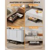 YEEBONIX Under Bed Storage with Wheels, Foldable Pattern Carved Metal