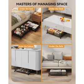 YEEBONIX Under Bed Storage with Wheels, Foldable Pattern Carved Metal Under The Bed Storage, Tool-Free Assembly Under The bed Storage Bins, 60L Underbed Storage for Bedroom Clothes Shoes Toys-2 Pack