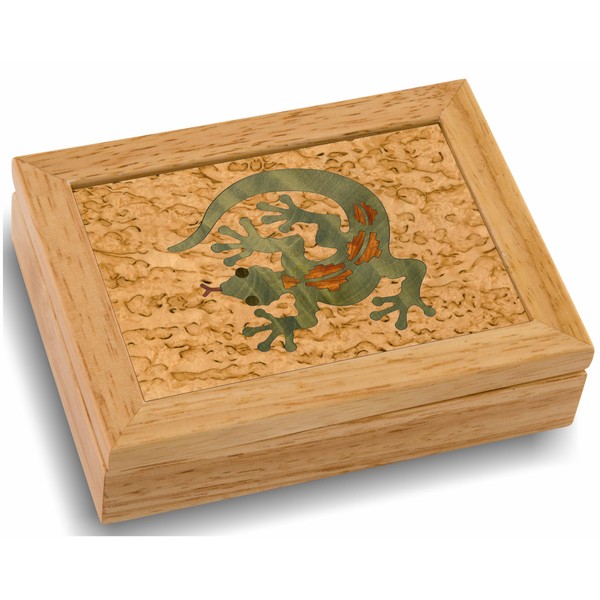 MarqArt Wood Gecko Gift Box - Trinket Organizer With Hinged