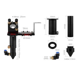 Cloudray E Series CO2 Laser Head CO2 Laser Head Cutter Head for Focusing Lens D20 mm FL 50.8 mm, 63.5 mm, 101.6 mm for Laser Engraving Cutting Machine