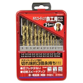 E - Value Titanium Coated 21 Piece Drill Set ETD - 21S - T, Circular Shaft, For Metalwork