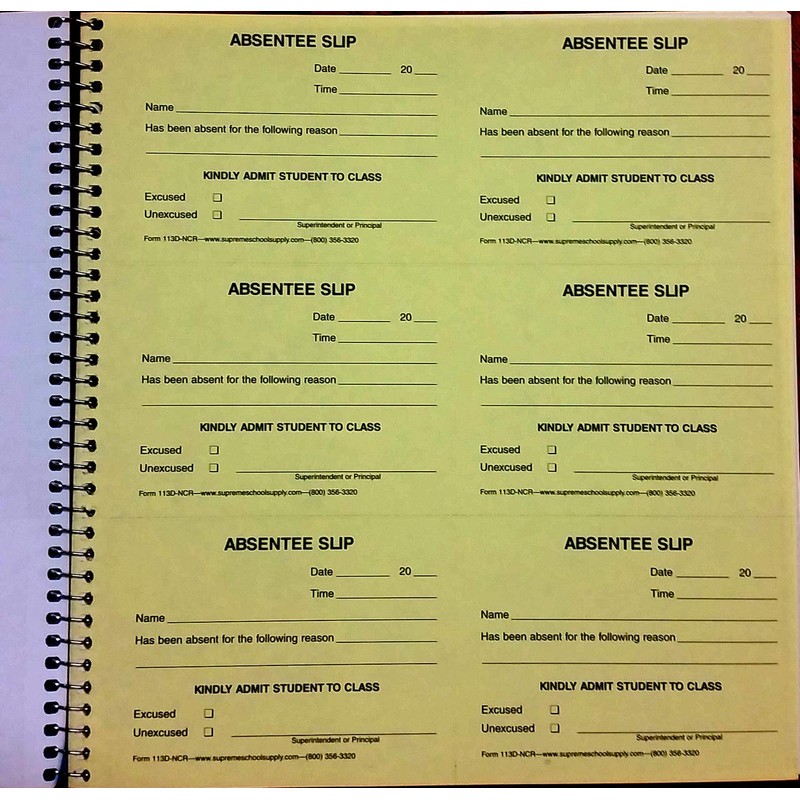 Absentee Slips 113D-NCR