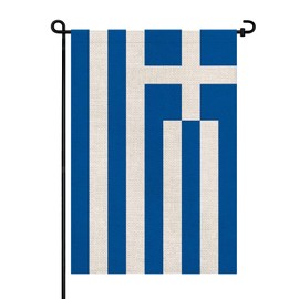 Pretty_jessie Greece Flag Greek Garden Flags 12x18 Double-Sided Small Burlap Yard Flag Decorations for Outdoors(Greece)
