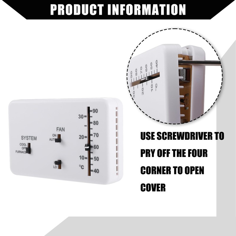 X AUTOHAUX RV Analog Control Heat/Cool Thermostat for Campers 40-90°F