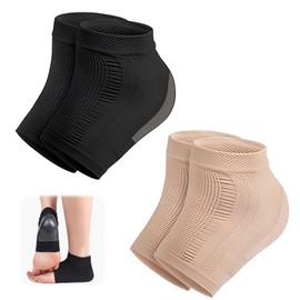 2 Pairs Gel Heel Socks, Heel Protectors Gel Ankle Compression Support Socks for Women Men - Two Colors heel socks for Plantar Fasciitis Cracked Heels Achilles Tendonitis Foot Blister Prevention