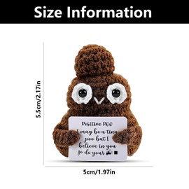 WQEDVNFunny Positive Poo, Cute Poop Emoji Knitted Toy Figure with Positivity Card, Soft Good Luck Gifts for Adult Kids Lovers Birthday Thanksgiving Christmas (Brown)