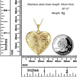 1PCS Locket Necklace that Holds Pictures Flower Lockets Pendant Necklaces Gold Plated Gifts Jewelry (Gold)