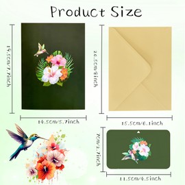 Hierein Birthday Card, Hummingbird and Hibiscus Pop Up Card with Envelope, Beautiful Flower Card, Birthday Card Wife for Mother, Wife, Girlfriend, Daughter, Aunt, Grandma, Thank You Cards, Get Soon