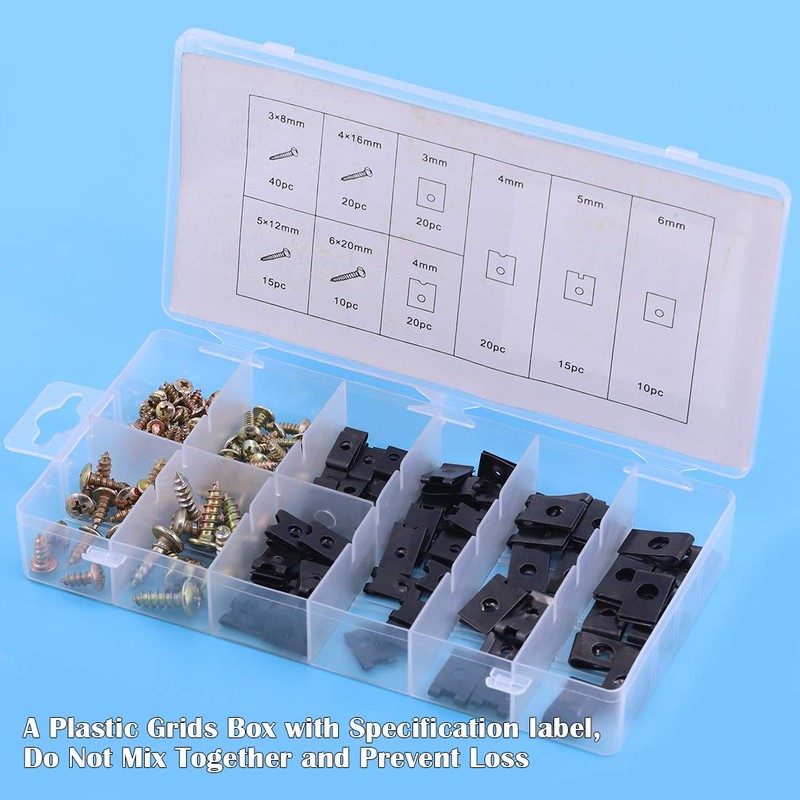 Keadic 170Pcs Auto Car Panel Clip Assortment Kit with Screws