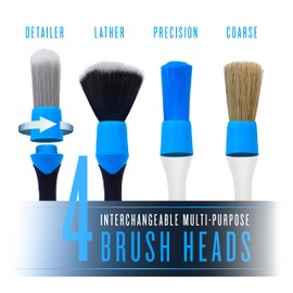 VViViD Premium 8 Piece Automotive Detailing Brush Set for Cleaning Exterior, Interior, Wheels, Dash, Vents, 4 pcs Soft Bristle Brush Heads + 2 Handles + 2 x 45° Extension Adapters