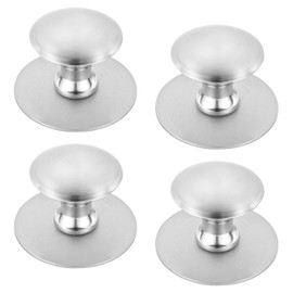 Zyghjort 4 PCS Adhesive Knobs, Self Adhesive Cabinet Knobs Stainless Steel Drawer Knob Silver Stick on Knob Self-Stick Instant Cabinets Handle Pulls No Punching for Glass Cabinets Cupboard Drawer