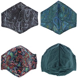 Zac's Alter Ego Set of 4 Classic Paisley Print Cotton Face Masks/Covers