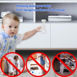 Upgraded Cabinet Locks MOYONTE 4 Pack Cabinet Locks Baby Proofing Child Safety Cabinet Locks for Cabinets, Drawers, Fridge, Wardrobe, Dishwasher, Toilet Seat, White