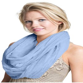 CJ Apparel Baby Blue Denim Blue Mobius Infinity Scarf Seconds Snood Cowl Circular Tube Round Shawl Pashmina NEW
