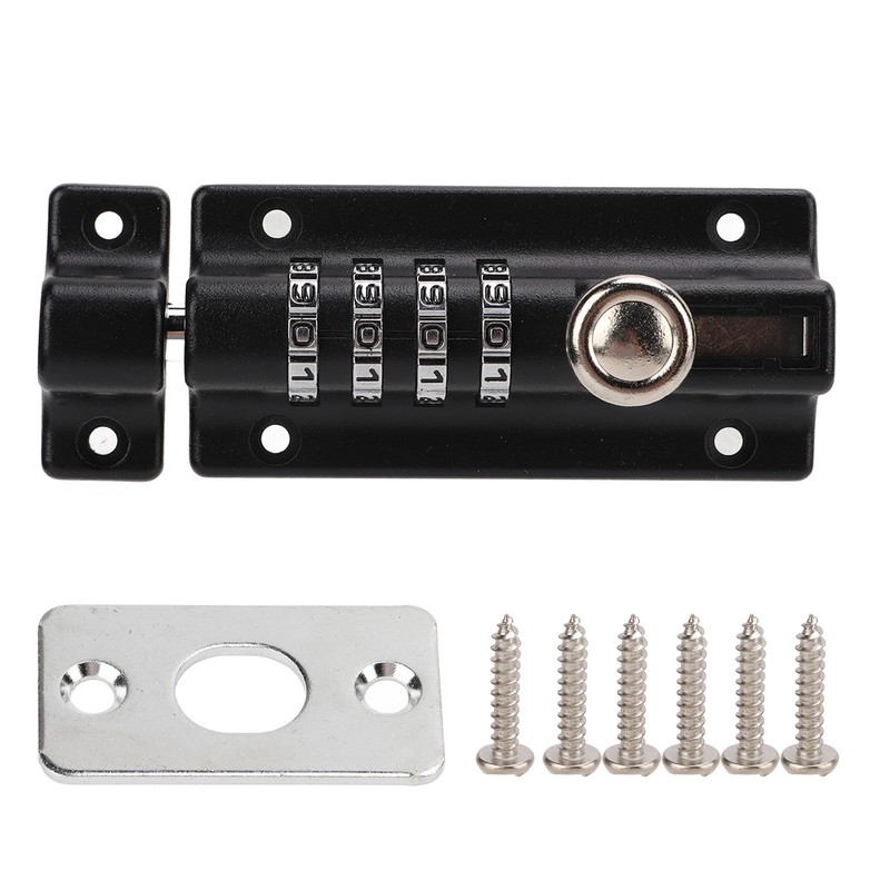 Combination Latch Lock 4 Digit Black Anti Theft Waterproof for