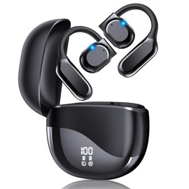 AI Translation Earbuds Real Time - Translator Earbuds for 144 Languages, Open-Ear Design, LED Display 3-in-1 Translation Headphones, Audífonos Traductores, Perfect for Travel & Business (Black)