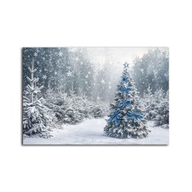 NTEUMM Christmas Winter Canvas Wall Art Christmas Tree In The Snow, Large Size Christmas Wall Decor, Pine Tree, Snowflakes, Winter Scene Decorations for Living Room, Bedroom Canvas Roll 16x24 inch