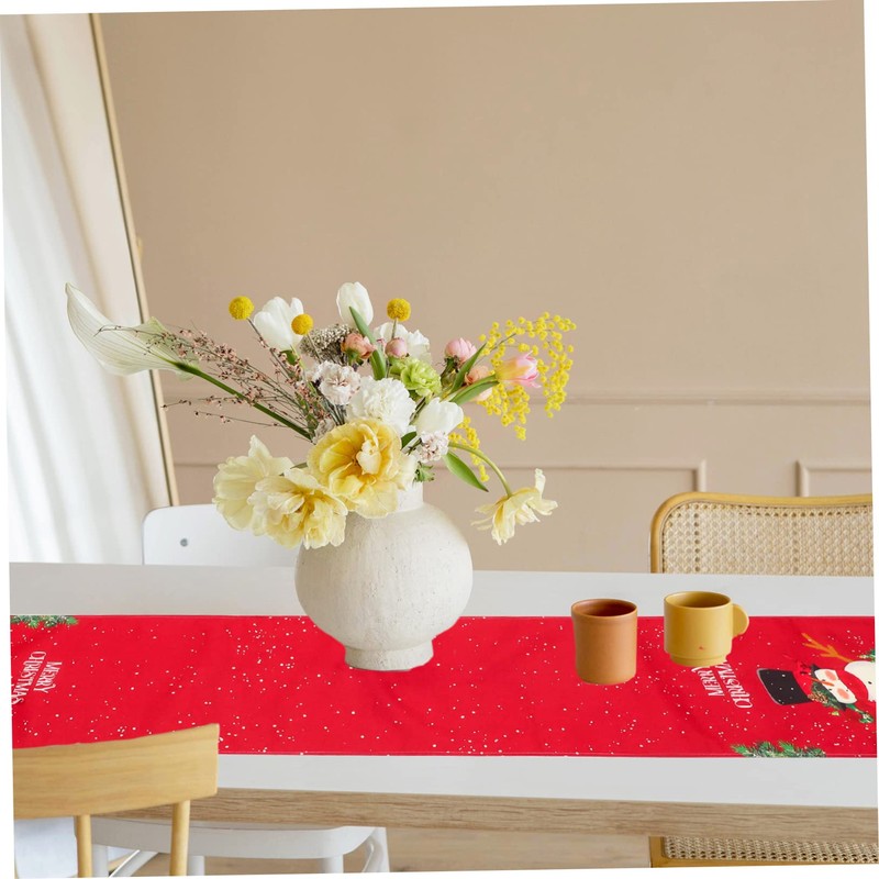 NOLITOY Christmas Style Table Runner Elegant Xmas Decorative Tablecloth for
