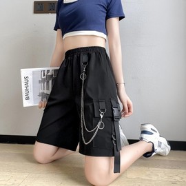 Goth Emo Alt Asymmetric Short Skirt Women's Summer Y2k Skirt Fashion Kpop Black Skorts, 3329-black