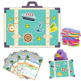 FELYC Duck Tags, Suitcase Cruising Duck Ducking Games Card, 35 Pack Tags, 35 Rubber Bands - ConQuackulations