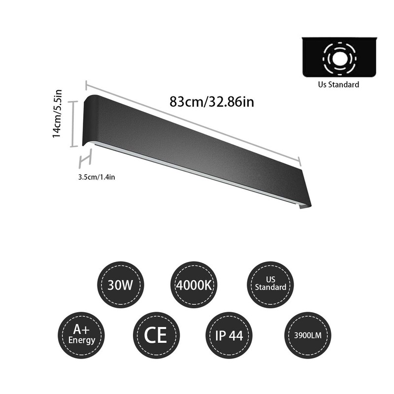 Ralbay Modern Black Bathroom Vanity Light 32.6inch Vanity Light for