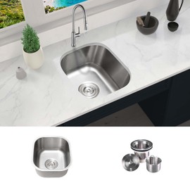 KABCO Single Bowl Undermount Stainless Steel Kitchen Sink, Rust Resistant Sound and Heatproof Laser Cut, Sink for Indoor or Outdoor Kitchens (Classic Sinks)