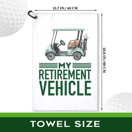 rofiowa My Retirement Vehicle Polyester and Cotton Blend Printed Golf Towel, Funny Golf Accessories for Men Women, Golf Gift for Golf Fan Dad Grandpa, Golf Lover Retirement Birthday Gift