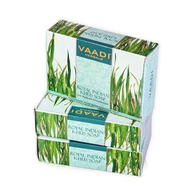 Vetiver Soap (Royal Indian Khus Bar Soap) - Handmade Herbal Soap with 100% Pure Essential Oils - ALL Natural - Each 2.65 Ounces - Pack of 3 (8 Ounces) - Vaadi Herbals