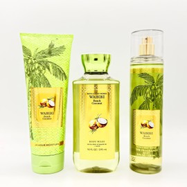 Wai-kiki Beach Coconut 3-Piece Bath Bundle | Ultimate Hydration Body Cream, Body Wash and Fine Fragrance Mist