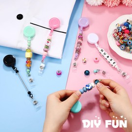 Sayglossy 50 Pcs Beadable Badge Reel Retractable Clips Holder for Beads Bulk Blank Bar ID Name Badge Reels with Belt Clip Beadable Items for Nurse Teacher Office Jewelry DIY Gift (Mixed Color)