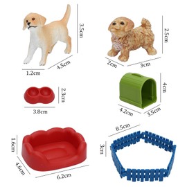 ONEST 6 Pieces Dog Figurine Playset Mini Dog Figurines Toys Realistic Pet Care Center Role Play Toys for Kids Toddlers Boys and Girls
