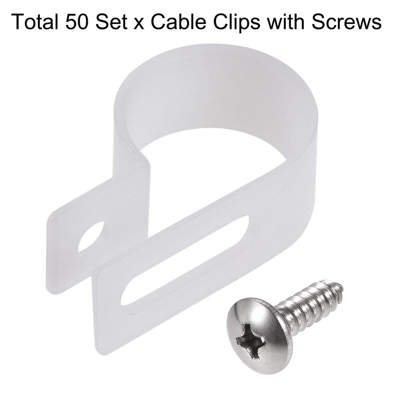 sourcing map 19mm Nylon R Type Cable Clip Wire Clamp