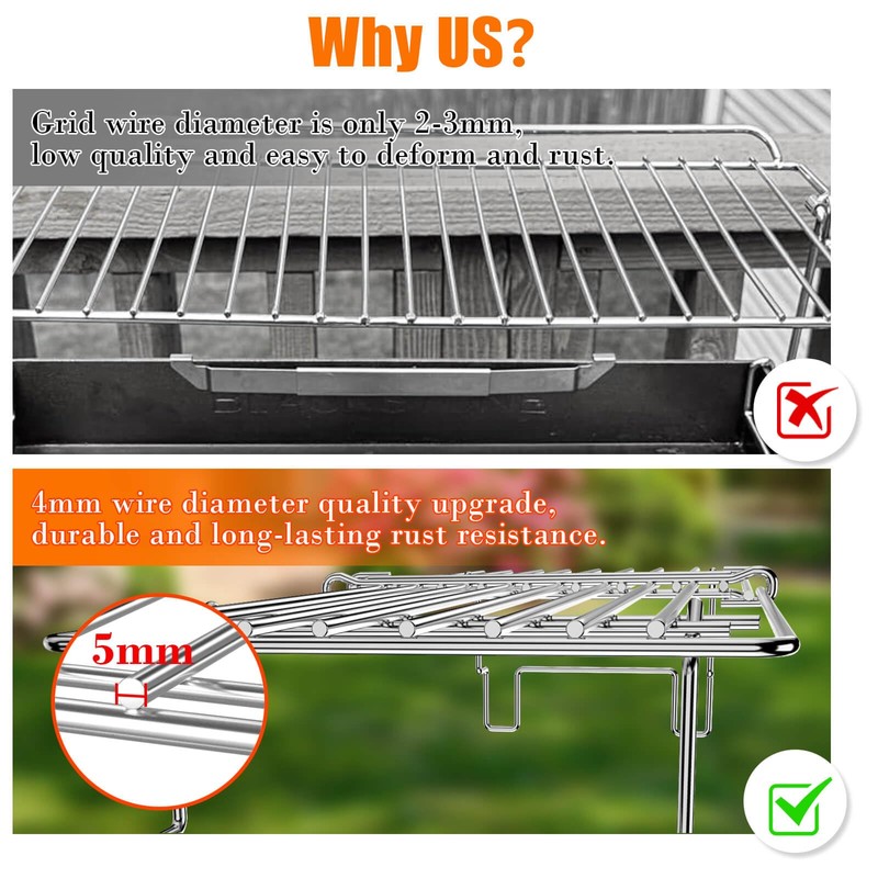 Hisencn Universal Grill Rack for Gas/Wood Pellet/Griddle/Smoker Grill, Adjustable Warming