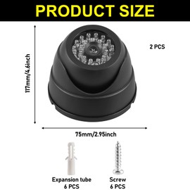 GBKDQQ Pack of 2 dummy cameras, surveillance camera, dummy camera with flashing LED, security camera, weatherproof fake camera for home and office