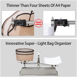 ZTUJO Purse Organizer Insert For Handbags,Mesh Bag Organizer Insert With Zipper Bag Tote Shaper Fit Speedy Neverful PM MM le Pliage,Light Weights (Beige, Large)