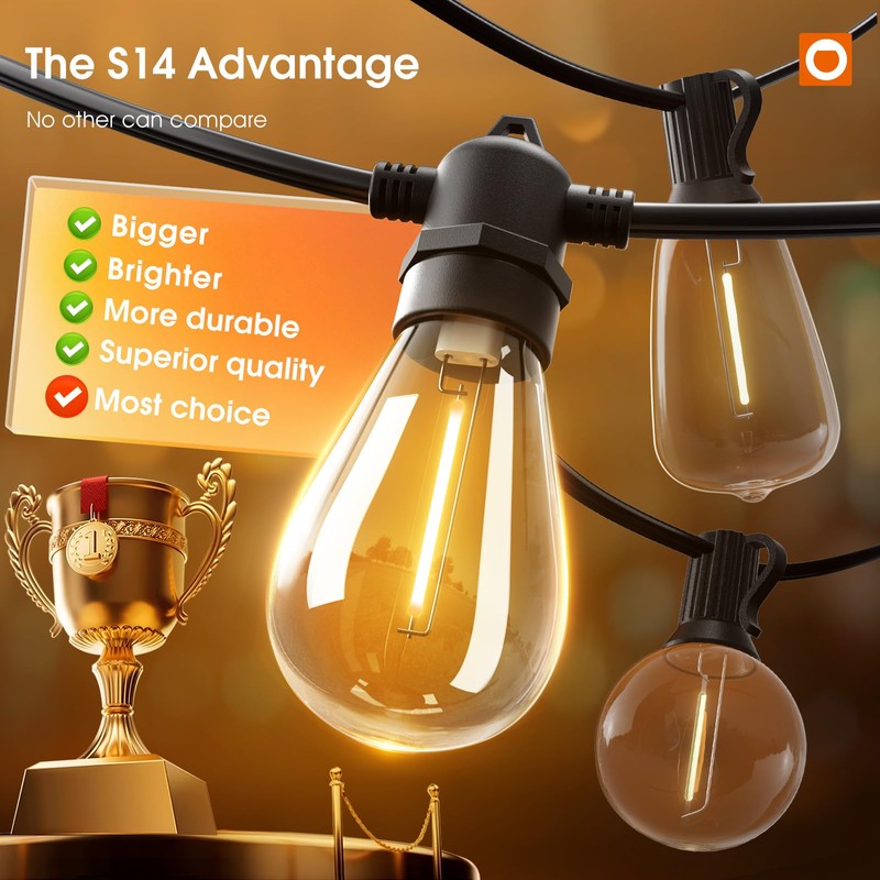addlon 36FT LED Outdoor String Lights with 12 Edison Vintage