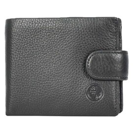 Mens Real Leather Mid Size Bifold Wallet Multi-Pockets Coins Cards Notes Style Tempe Black