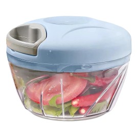 Picador Cortador De Verduras Manual 3 Cuchillos Aceros 400ml Color Azul