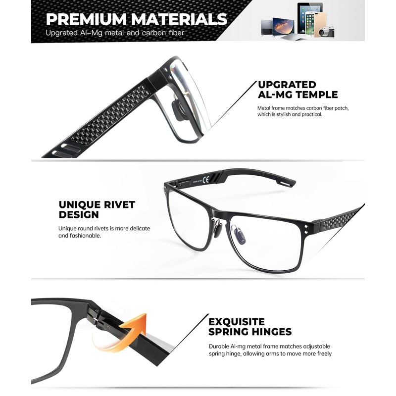 Blue Light Glasses Men Premium Mens Gaming Computer Glasses Clear