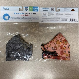 Boomer Naturals 2pk Kids 3-7 Fall Holiday  Mask Antimicrobial Adj. Nose Piece 3 Layers Washable