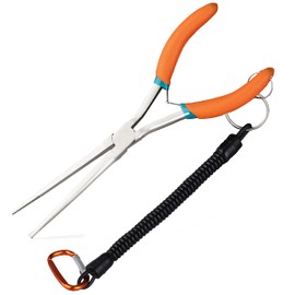 LEONTOOL Extra Long Needle Nose Pliers For Jewelry Making 7 Inches Straight Needle Nose Plier With Serrated Jaw Fishing Hook Remover Tool With Lanyard Long Nose Pliers For Hard-To-Reach Narrow Spaces