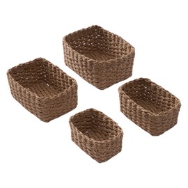 4PCS Woven Storage Baskets Set – Paper Rope Decorative Bins for Home Organization, Closet, Bathroom, Kitchen, Bedroom – Storage Boxes for Toys, CDs, Sundries, and More