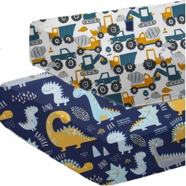 Baby Crib Sheets for Boys Girls,28x52x8 inch Fitted Crib Sheet 2 Pack for Standard Crib and Toddler Mattress, Super Soft Cotton Baby Sheet