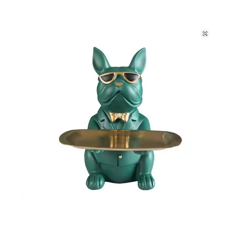 Bulldog Statue with Storage Tray for Keys and Jewelry –