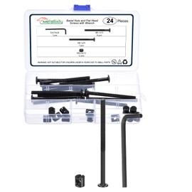 METALLIXITY Furniture Connector Bolt Cap Nut Kit with Wrench(M6-1x75mm) 24Pcs, Connector Bolt M6 Screw Barrel Nuts Binding Screws, for Chair Cabinet Bed, Black