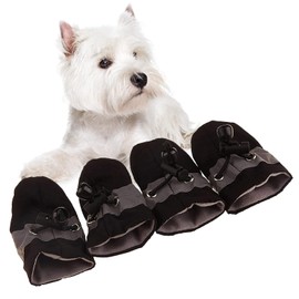 Soft Small Dog Shoes, Puppy Lightweight Shoes for Summer & Winter, Non Skid Kitten Booties for Walking Black Size 3
