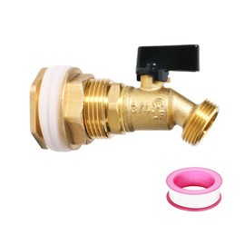 UMETASS Brass Rain Barrel Spigot Kit with 3/4" GHT, Quarter Turn Ball Valve & Bulkhead Fitting - Ideal for Garden Hose Connection, Rainwater Collection in Tanks, 55 Gallon Buckets
