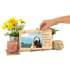 CONTRAXT Marco album fotos San Valentin. Portafotos Marco colgar fotos con pinzas madera regalos detalles ideas originales especial feliz san valentin enamorados wonderful hombre mujer (Parejas ES)