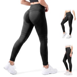 Aolso Leggins Sportivi Donna Push Up, Leggins 3D Anticellulite Donna Leggings, Donnas Push Up Sculpture a Compressione, Senza Cuciture Donnas Fitness Yoga Pantacollant-M